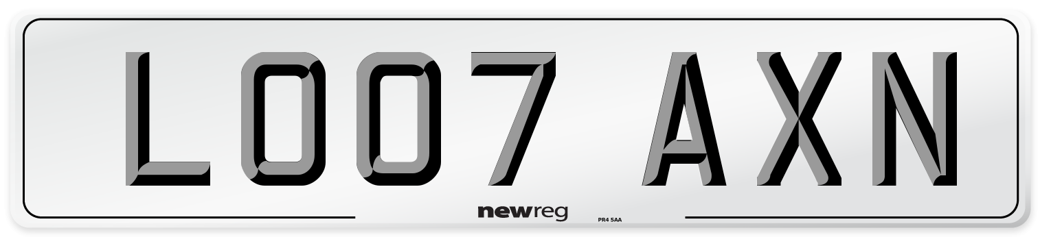 LO07 AXN Number Plate from New Reg